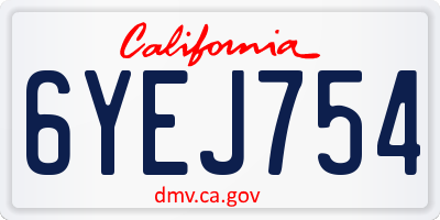 CA license plate 6YEJ754