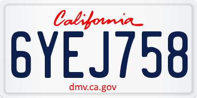 CA license plate 6YEJ758