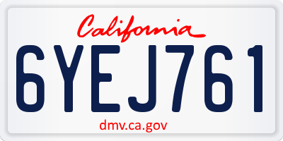 CA license plate 6YEJ761