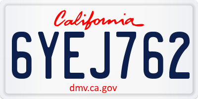 CA license plate 6YEJ762