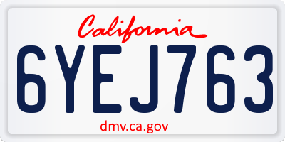 CA license plate 6YEJ763