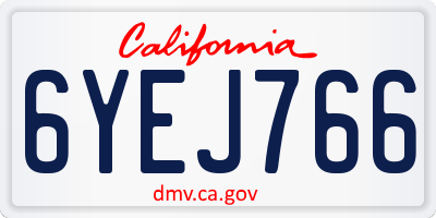 CA license plate 6YEJ766