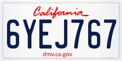 CA license plate 6YEJ767