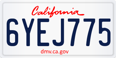 CA license plate 6YEJ775