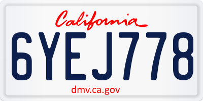 CA license plate 6YEJ778