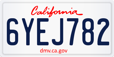 CA license plate 6YEJ782
