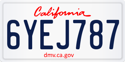 CA license plate 6YEJ787