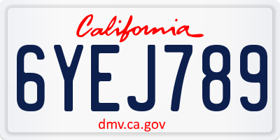 CA license plate 6YEJ789