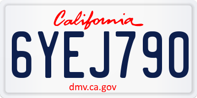 CA license plate 6YEJ790