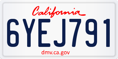CA license plate 6YEJ791