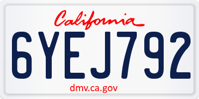CA license plate 6YEJ792