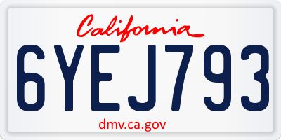 CA license plate 6YEJ793