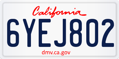 CA license plate 6YEJ802