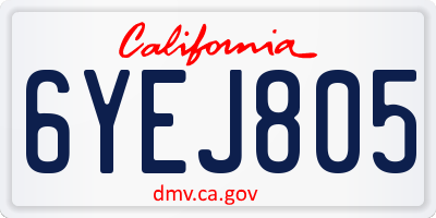 CA license plate 6YEJ805