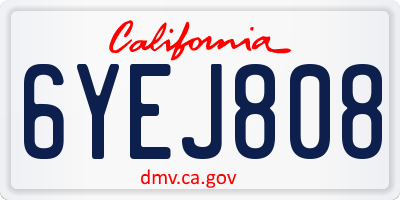 CA license plate 6YEJ808