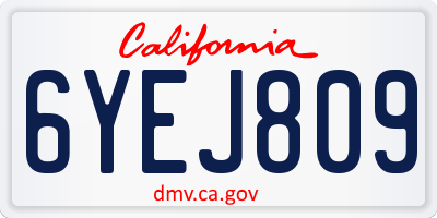CA license plate 6YEJ809