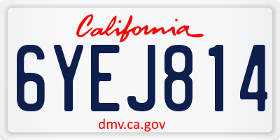 CA license plate 6YEJ814