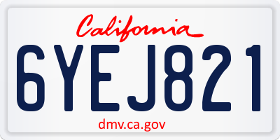 CA license plate 6YEJ821