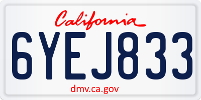 CA license plate 6YEJ833