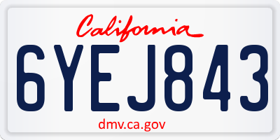 CA license plate 6YEJ843