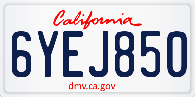 CA license plate 6YEJ850