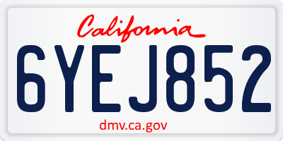 CA license plate 6YEJ852