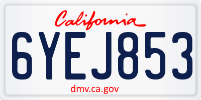CA license plate 6YEJ853