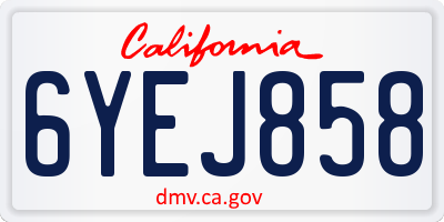 CA license plate 6YEJ858