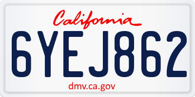 CA license plate 6YEJ862