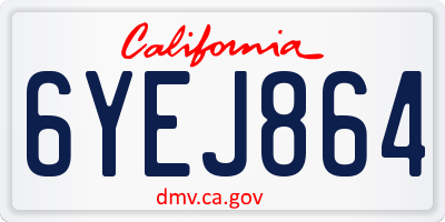 CA license plate 6YEJ864