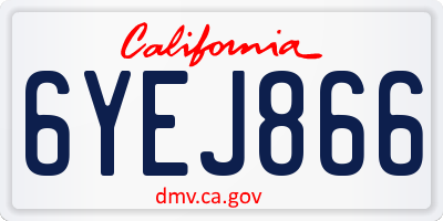 CA license plate 6YEJ866