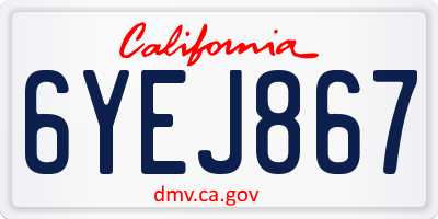 CA license plate 6YEJ867