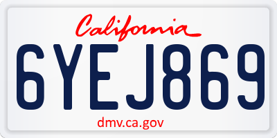 CA license plate 6YEJ869