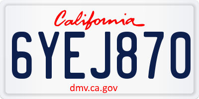 CA license plate 6YEJ870