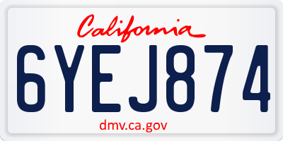 CA license plate 6YEJ874