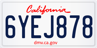 CA license plate 6YEJ878