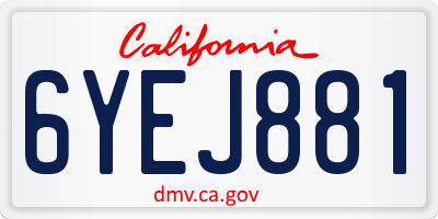CA license plate 6YEJ881