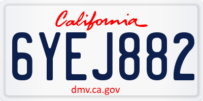 CA license plate 6YEJ882