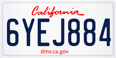 CA license plate 6YEJ884