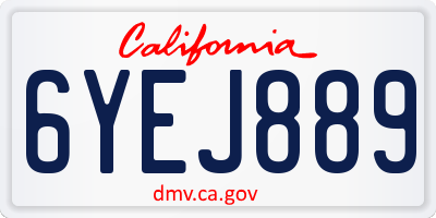 CA license plate 6YEJ889