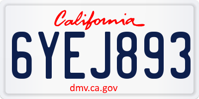 CA license plate 6YEJ893