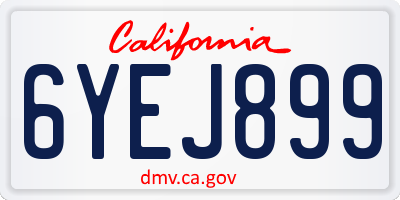 CA license plate 6YEJ899