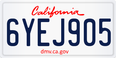 CA license plate 6YEJ905