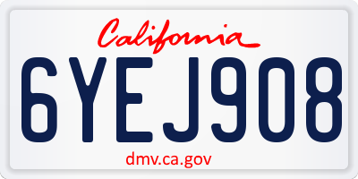 CA license plate 6YEJ908