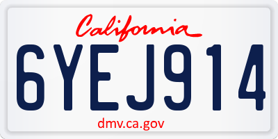 CA license plate 6YEJ914