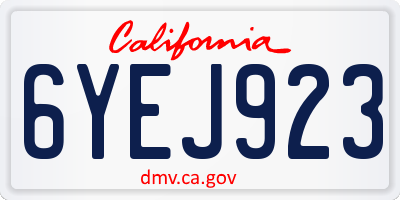 CA license plate 6YEJ923