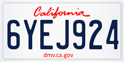 CA license plate 6YEJ924