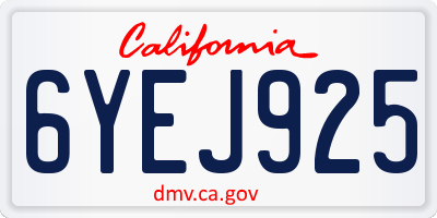 CA license plate 6YEJ925