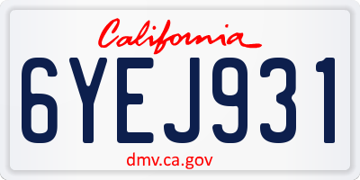 CA license plate 6YEJ931