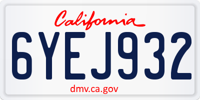 CA license plate 6YEJ932